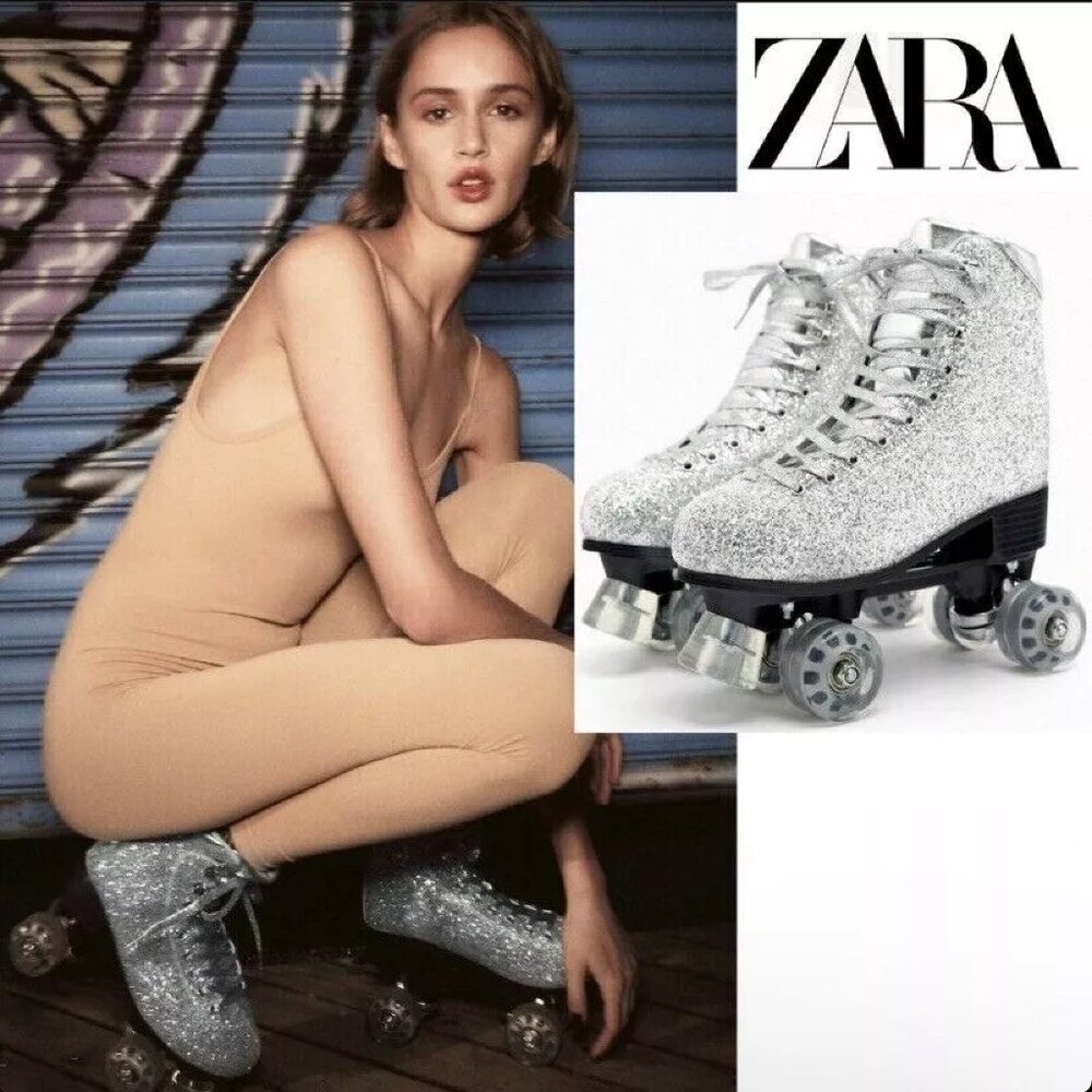 Zara Roller Skates Rhinestone Size 7.5 NWT